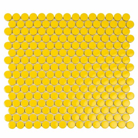 APOLLO TILE Cirkel 11.46 in. x 12.4 in. Glossy Yellow Porcelain Mosaic Wall and Floor Tile 9.87 sqft/case, 10PK ORB88018YLGA